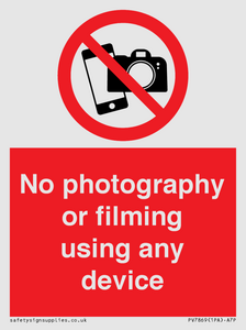 No photography or filming using any device